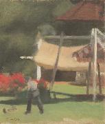 Clarice Beckett Hawthorn Tea Gardens, oil painting on canvas